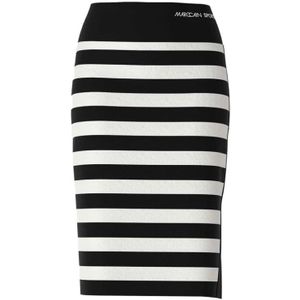 Marc Cain, Gestreepte Midi Rok Wit Dames Veelkleurig, Dames, Maat:S