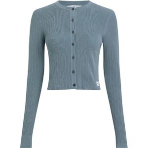 Calvin Klein, Truien, Dames, Blauw, XS, Katoen, Blauwe Cardigan Sweater Damesmode