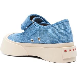 Marni, Schoenen, Dames, Blauw, 40 EU, Blauwe Baby Touch-Strap Rubber Sneakers