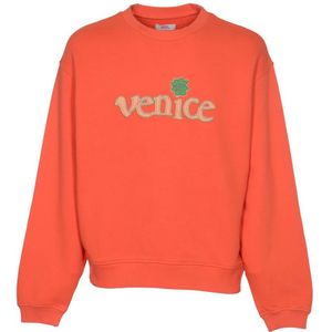 Erl, Rode Venice Crewneck Gebreide Trui Rood, Heren, Maat:M