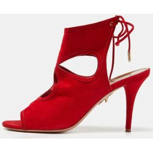 Aquazzura Pre-owned, Pre-owned, Dames, Rood, 40 EU, Pre-owned Suede sandals