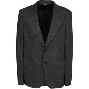 Dolce & Gabbana, Jassen, Heren, Zwart, S, Nylon, Klassieke Zwarte Gebreide Blazer