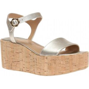 Salvatore Ferragamo, Schoenen, Dames, Grijs, 37 EU, Leer, Leren Sleehak Sandalen