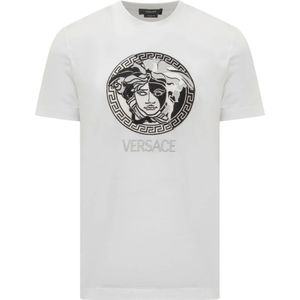 Versace, Tops, Heren, Wit, L, Witte Medusa Logo T-shirt