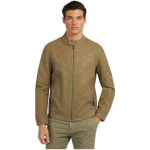 Guess, Sweatshirts & Hoodies, Heren, Groen, XL, Suède, Synthetisch Suède Jas - Groen, Slim Fit