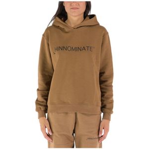 Hinnominate, Lange mouwen hoodie met voorlogo Bruin, Dames, Maat:M