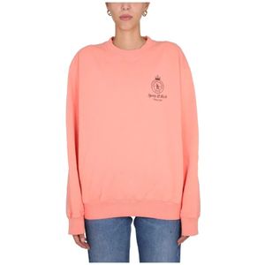 Sporty & Rich, Sweatshirts & Hoodies, unisex, Roze, L, Katoen, Crown Sweatshirt