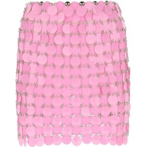 Paco Rabanne, Maxi Sequins Mini Rok Roze, Dames, Maat:XS