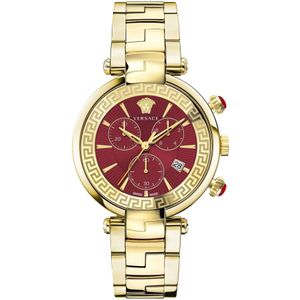 Versace, Chrono Restyling Goud Roestvrij Stalen Horloge Geel, Dames, Maat:ONE Size