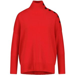 Kujten, Kasjmier Pullover met Opstaande Kraag Rood, Dames, Maat:S