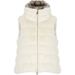 Herno, Jassen, Dames, Wit, S, Gewatteerde Faux Fur Vest Vrouw