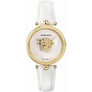 Versace, Accessoires, Dames, Veelkleurig, ONE Size, Palazzo Empire Wit Lederen Goud Stalen Horloge