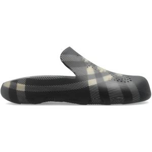 Burberry, Schoenen, Heren, Zwart, 41 EU, Rubberen slides met perforatie