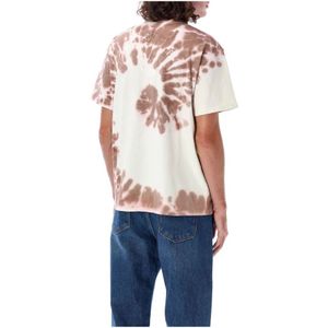 JW Anderson, Tops, Heren, Veelkleurig, L, Katoen, Kat Oog Print T-Shirt Tabak Print