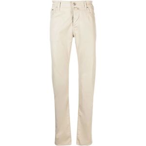 Jacob Cohën, Jeans, Heren, Beige, W34, Katoen, Slim-Fit Bard Gemengde Katoenen Broek