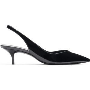 Stuart Weitzman, Schoenen, Dames, Zwart, 36 1/2 EU, Elegante Slingback Pump met V-Cut Vamp