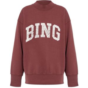 Anine Bing, Sweatshirts & Hoodies, Dames, Rood, S, Gedrukte sweatshirt