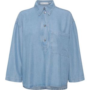 InWear, Blouses & Shirts, Dames, Blauw, L, Denim, Lichtblauwe Denim Blouse met Korte Mouwen