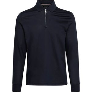 Tommy Hilfiger, Blauwe DC Zipls Reg Polo T-Shirt Blauw, Heren, Maat:XL