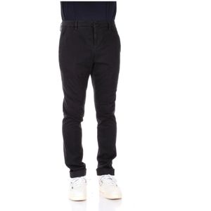 Dondup, Broeken, Heren, Zwart, W40, Katoen, Stijlvolle Slim-Fit Broek