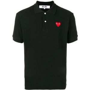 Comme des Garçons Play, Zwart Play Poloshirt met Logo Borduursel Zwart, Heren, Maat:L