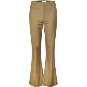 Gestuz, Broeken, Dames, Beige, M, Polyester, Wijde Rechte Broek