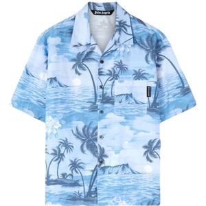 Palm Angels, Blauw Paisley Print Shirt Blauw, Heren, Maat:L
