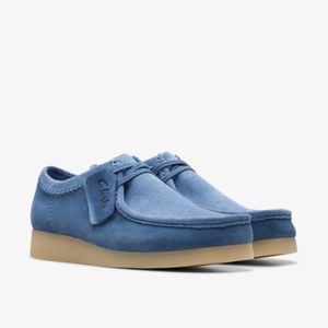 Clarks, Schoenen, Heren, Blauw, 40 EU, Suède, Blauwe Suède Platte Schoenen