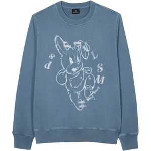 Paul Smith, Sweatshirts & Hoodies, Heren, Blauw, M, Katoen, Blauwe Bunny Print Sweatshirt