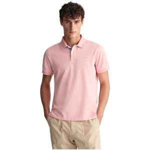 Gant, Tops, Heren, Roze, XL, Katoen, Contrast Piqué Polo Shirt