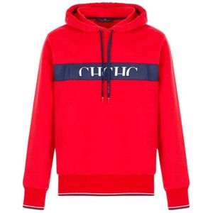 Carolina Herrera, Sweatshirts & Hoodies, Heren, Rood, M, Katoen, Geborduurde Hoodie Regular Fit Katoen