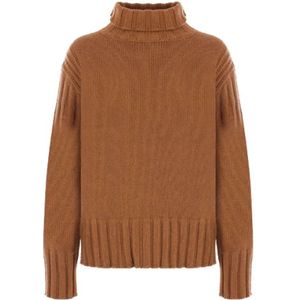 Jil Sander, Bruine Cashmere Losvallende Coltrui Bruin, Dames, Maat:S