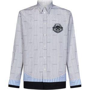 Givenchy, Grijze Gestreepte Crest Overhemd voor Heren Grijs, Heren, Maat:L