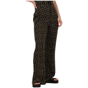 Colourful Rebel, Broeken, Dames, Zwart, L, Small Flower High Rise Straight Pants