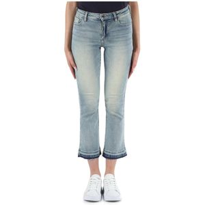Armani Exchange, Jeans, Dames, Blauw, W28, Katoen, Flare Capri Jeans met Vijf Zakken