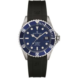 Revue Thommen, Accessoires, Heren, Grijs, ONE Size, Automatisch Siliconen Horloge Blauwe Wijzerplaat