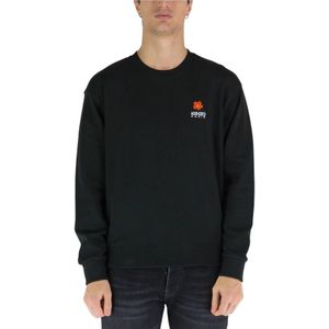 Kenzo, Sweatshirts & Hoodies, Heren, Zwart, L, Katoen, Bloemen Crest Sweatshirt met Lange Mouwen