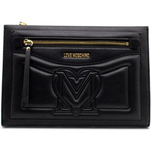 Moschino, Tassen, Dames, Zwart, ONE Size, Zwarte Polyurethaan Clutch voor Dames