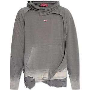 Diesel, Sweatshirts & Hoodies, Heren, Grijs, XL, Katoen, S-Starhoop hoodie