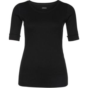 Marc Cain, Tops, Dames, Zwart, S, Katoen, T-shirt met halve mouwen en ronde hals