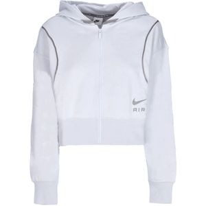 Nike, Air Fleece Full-Zip Hoodie voor dames Wit, Dames, Maat:L