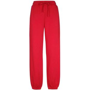 Msgm, Broeken, Dames, Rood, XS, Katoen, Bedrukte katoenen sweatpants