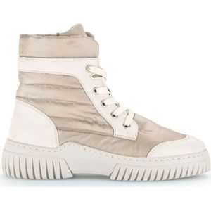 Gabor, Schoenen, Dames, Beige, 37 EU, Leer, Beige Leren Hoge Sneakers