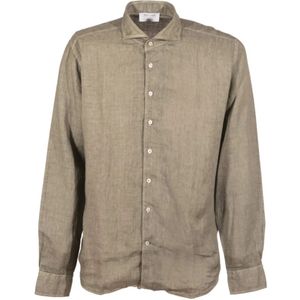 Gran Sasso, Overhemden, Heren, Groen, L, Linnen, Casual Shirts