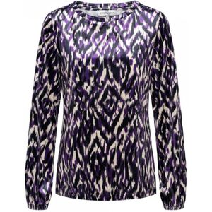 &Co Woman, Blouses & Shirts, Dames, Paars, S, Polyester, Paarse Ikat Velvet Top