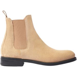 Scarosso, Schoenen, Dames, Beige, 38 1/2 EU, Leer, Tapered Chelsea Boot met rubberen zool