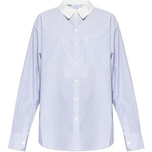 Acne Studios, Blouses & Shirts, Dames, Blauw, L, Katoen, Shirt met logo