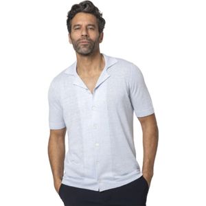 Gran Sasso, Overhemden, Heren, Wit, XL, Katoen, Blauw Linnen en Katoenen Overhemd