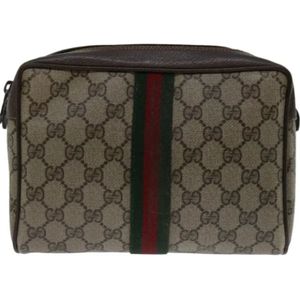 Gucci Vintage, Pre-owned, Dames, Beige, ONE Size, Leer, Pre-owned Canvas clutches