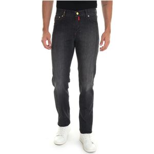 Kiton, Jeans, Heren, Zwart, W33, Denim, Vintage Slim-Fit Stone Washed Jeans